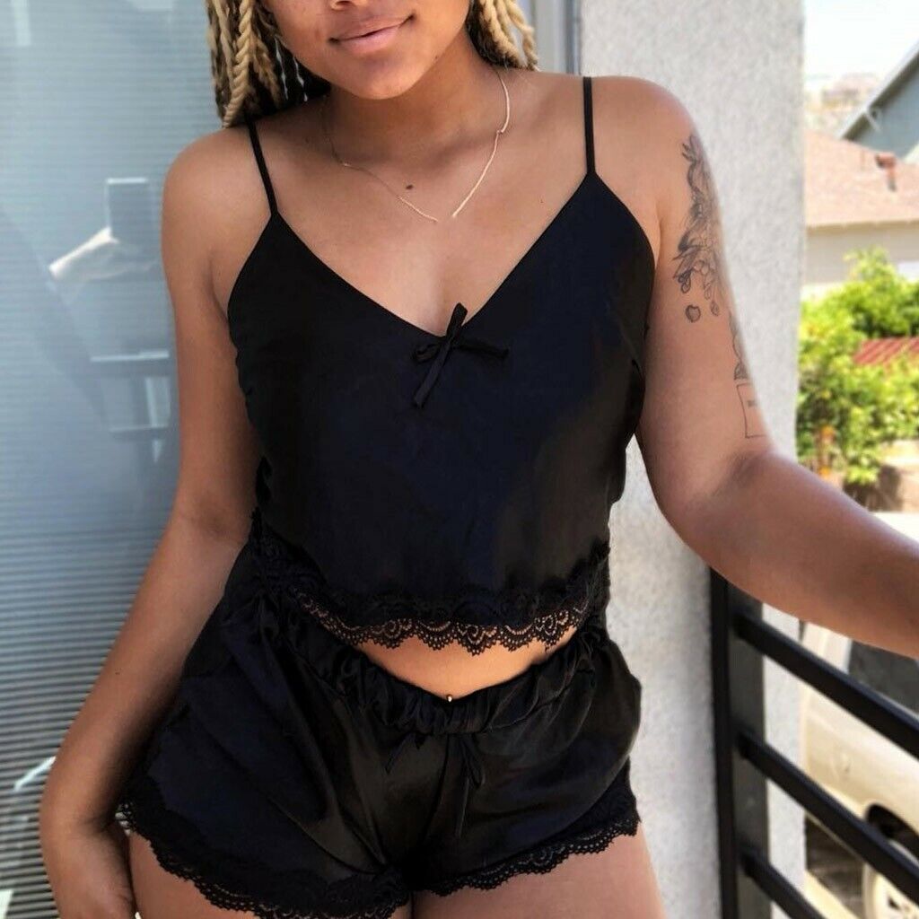 Women’s Plus Size Silk Cami Top and Shorts Set