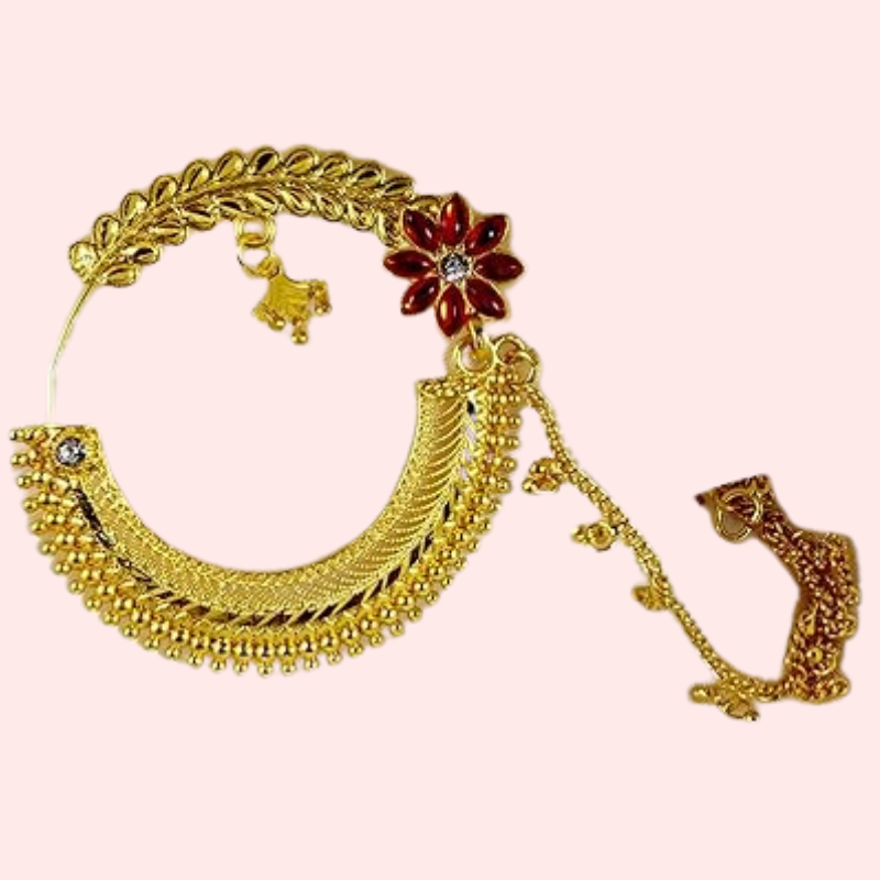 Classic Gold Plated Round Nath from Uttarakhand