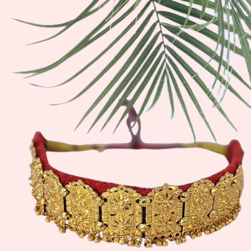 Kumauni Gold-Plated Guluband &amp; Nath Jewellery Set